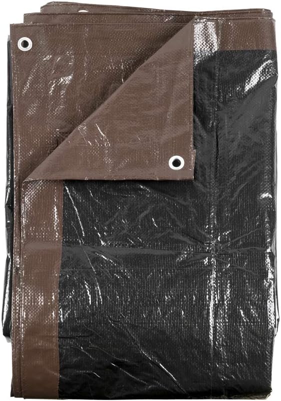 Brown/Black Heavy Duty Tarp, 8-9 Mil Thick, 18x24, Pack of 2 U6332