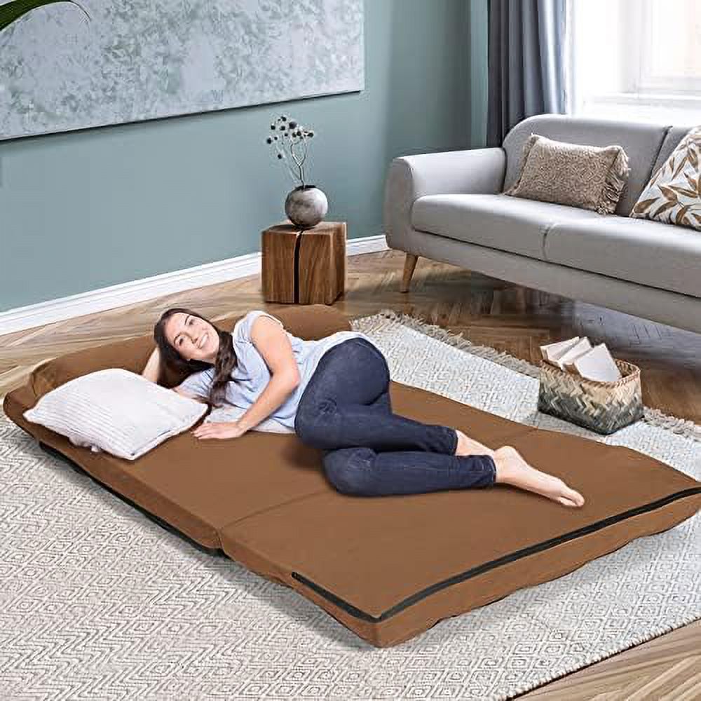 Gray 6-Position Fabric Folding Sofa Bed with 2 Pillows C273