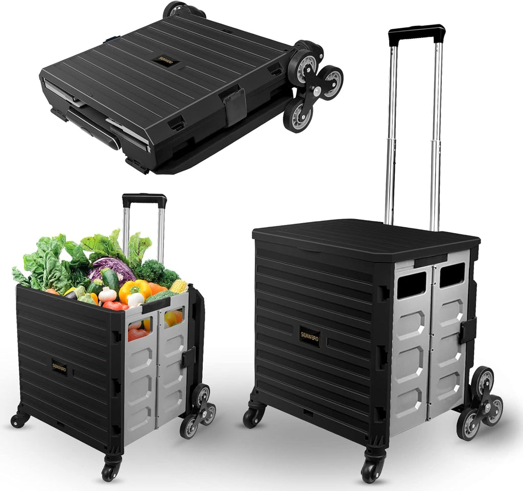 Folding Utility Cart with Wheels Black H825187