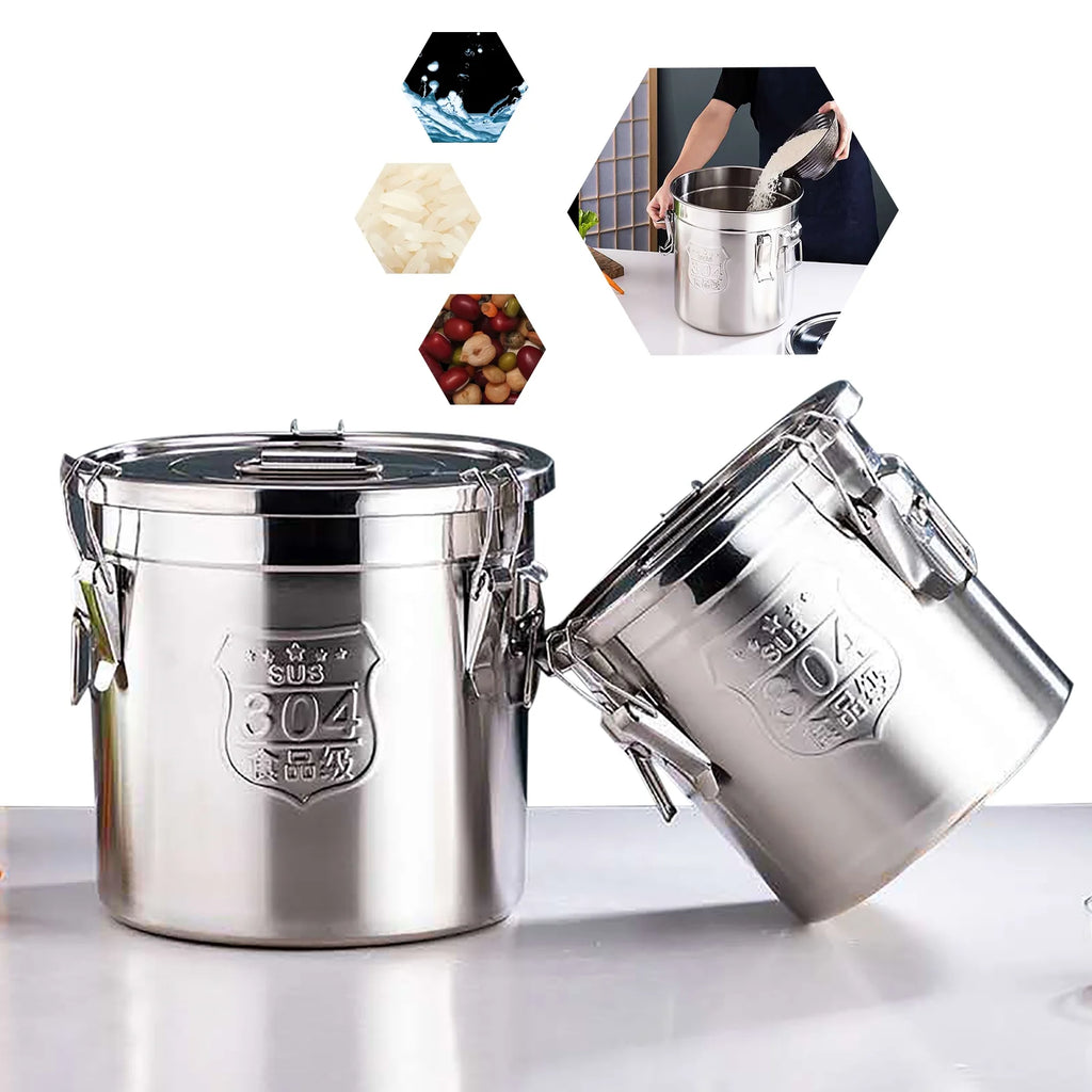 Stainless Steel Airtight Food Storage Container with Lid and Locking Clamp 6L U47831