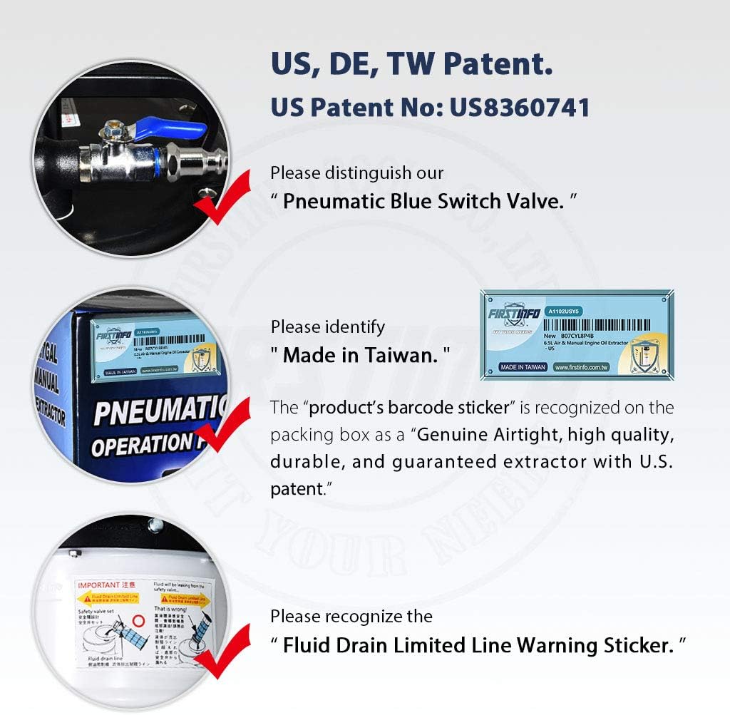 6.5L Pneumatic/Manual Oil Extractor Pump with Extra Hose & Sealing Cap T909120