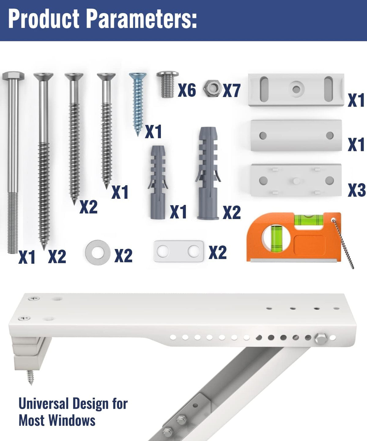 Window Air Conditioner Support Bracket, Universal for 5,000-12,000 BTU AC Units, Up to 85lbs, Adjustable Extender Leg, 2-Pack H77040