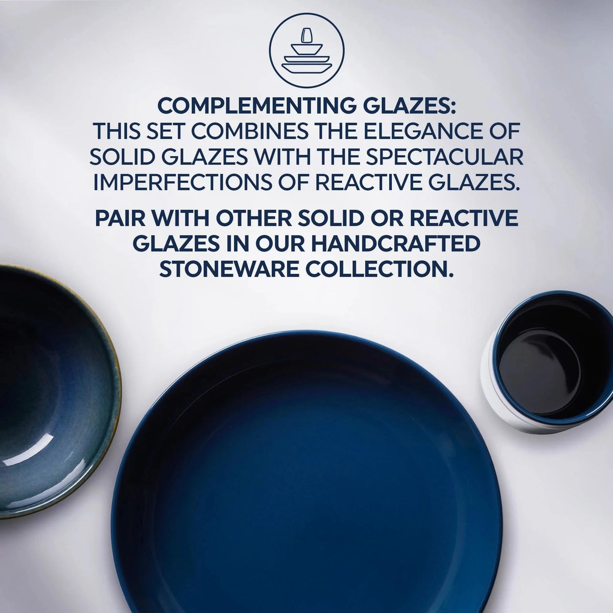 16-piece Stoneware Dinnerware Set, Navy L267469