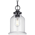 Textured Black Outdoor Pendant Light with Clear Glass Q62779