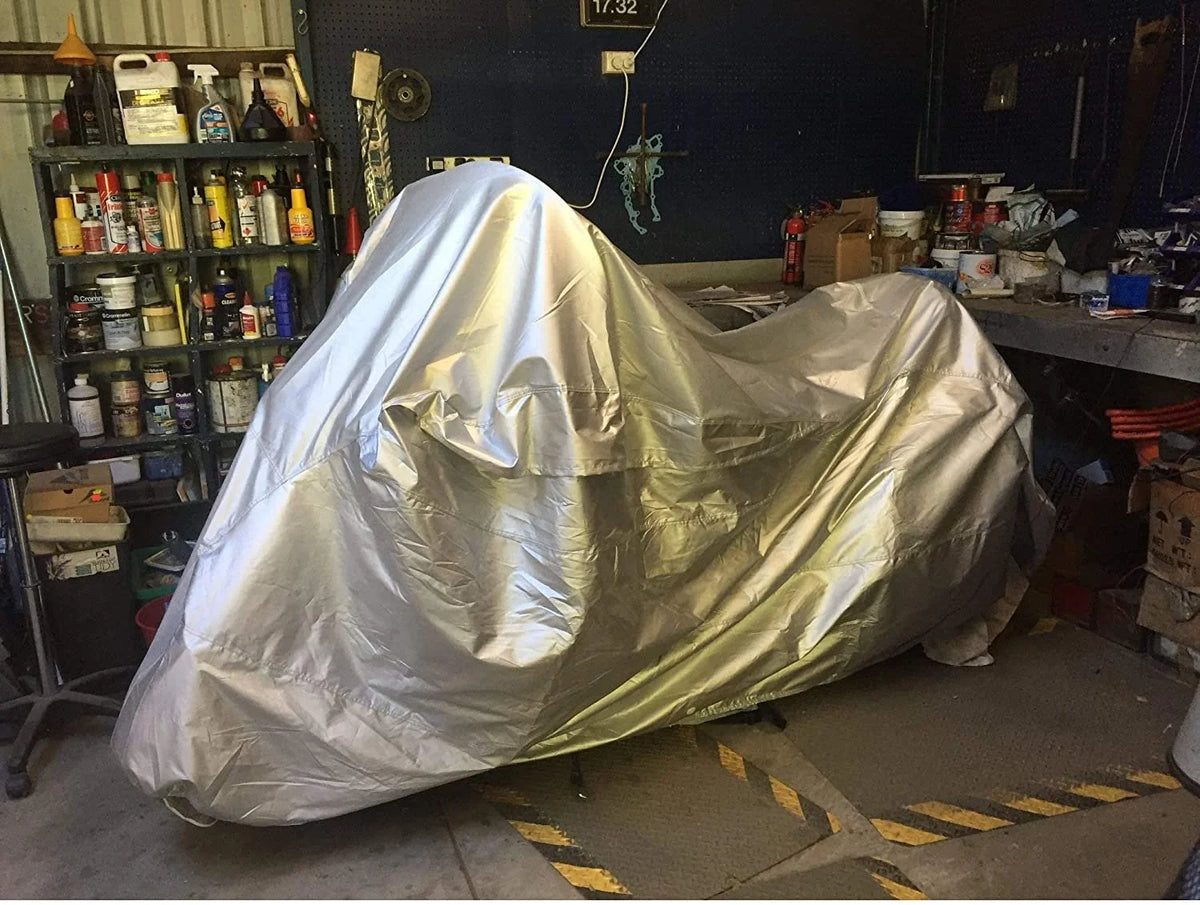 Motorcycle Cover with Reinforced Securing Straps and Storage Bag I57001