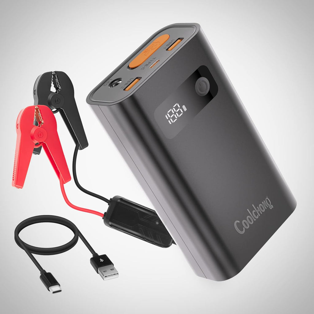 Portable Car Jump Starter with Power Bank and LED Light, 12000mAh, Pack of 2 H943199