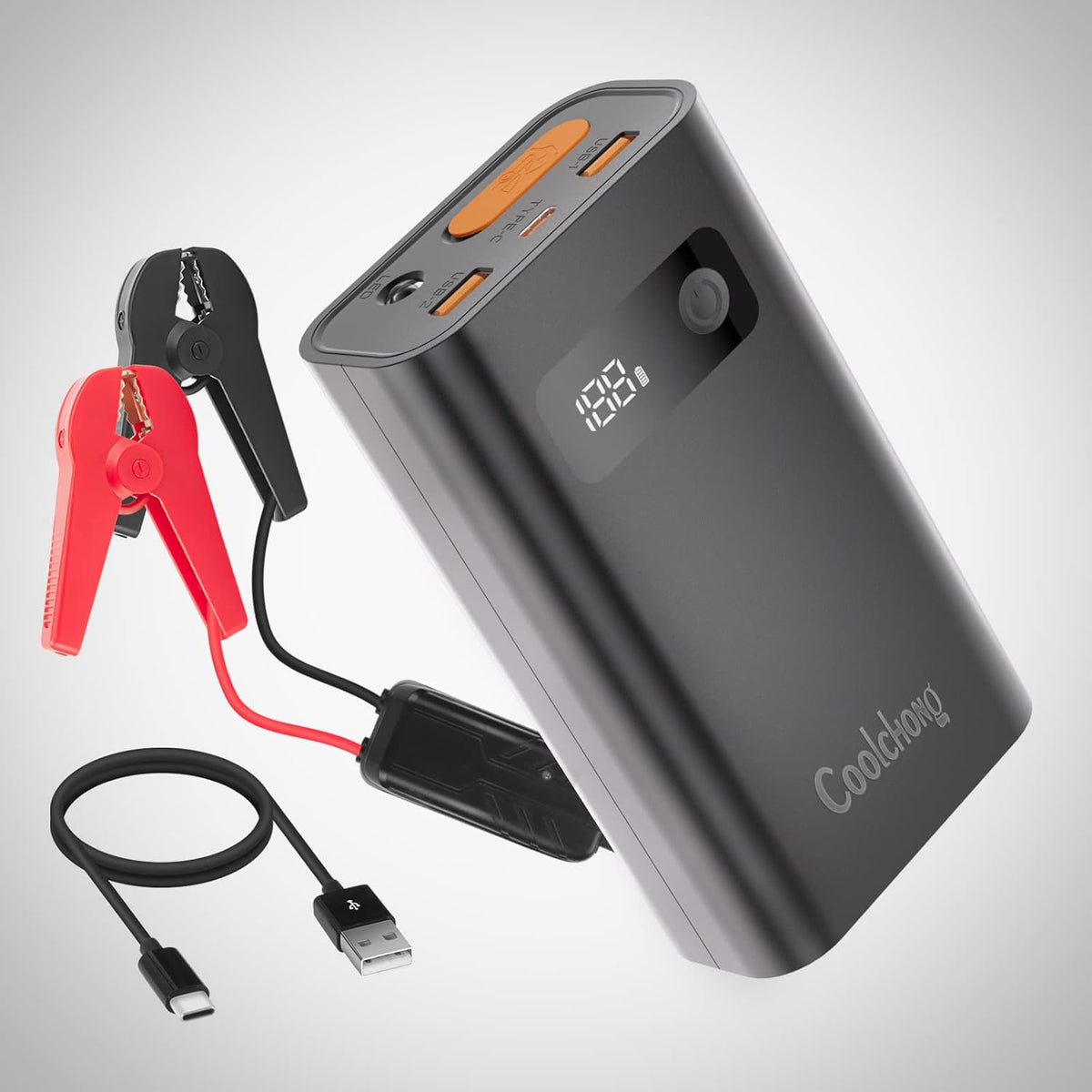 Portable Car Jump Starter with Power Bank and LED Light, 12000mAh, Pack of 2 H943199