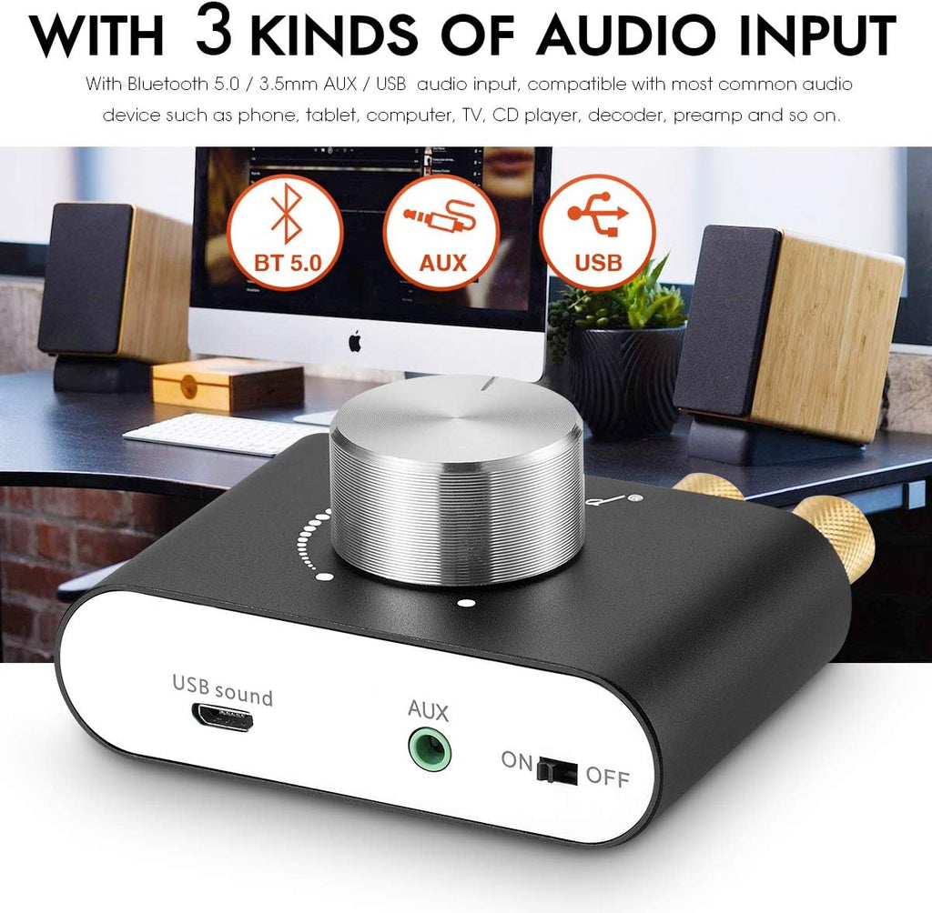 Black Bluetooth 5.0 Power Amplifier, 50W×2, Pack of 2 J2564