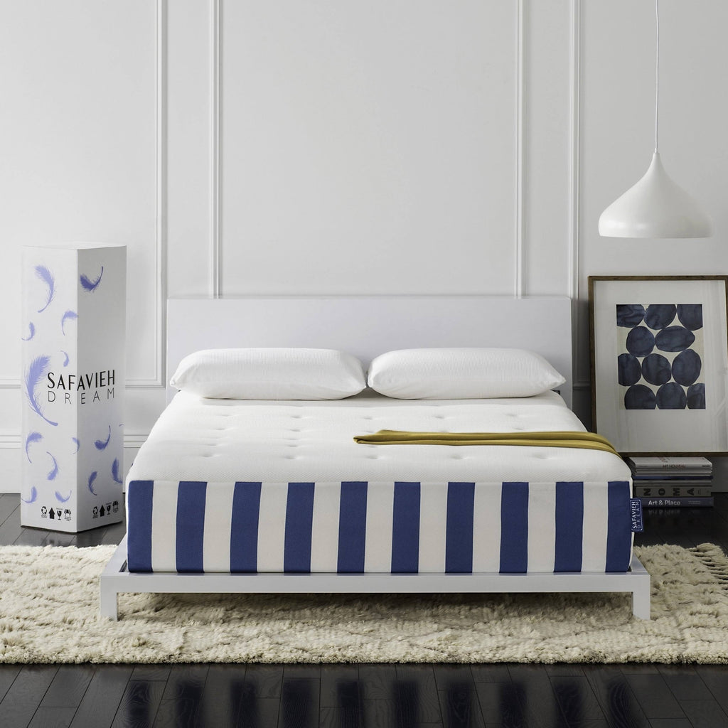 King Mattress White Blue A844