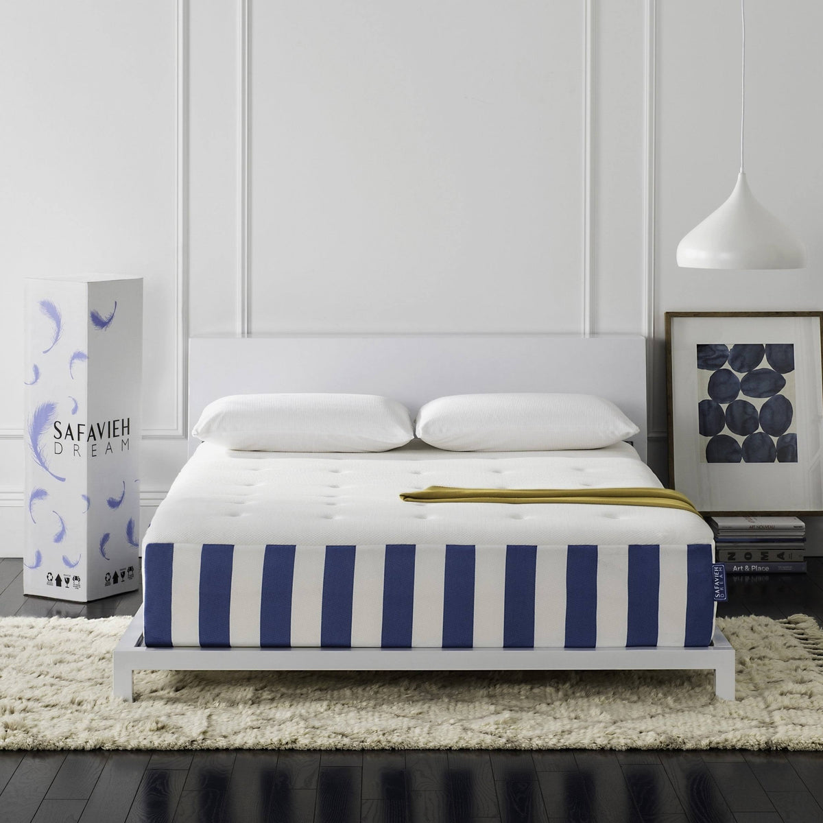 King Mattress White Blue A844