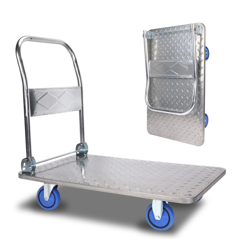 Steel Plate Platform Cart, 2200 lb Capacity, 360 Degree Swivel Wheels, Foldable, 35x22.8x33 Inches F39429