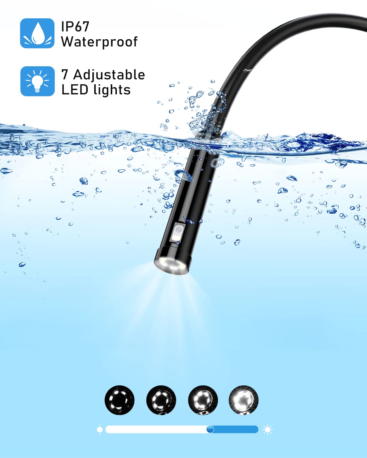 Dual Lens Industrial Endoscope 1080P Digital Borescope Inspection Camera with Light IP67 Waterproof 4.5 Screen 32GB Card 11.5FT Cable Y8979