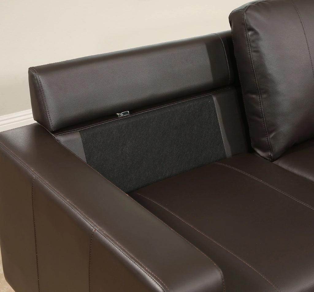 Brown Leather Reversible Sectional and Ottoman Y257