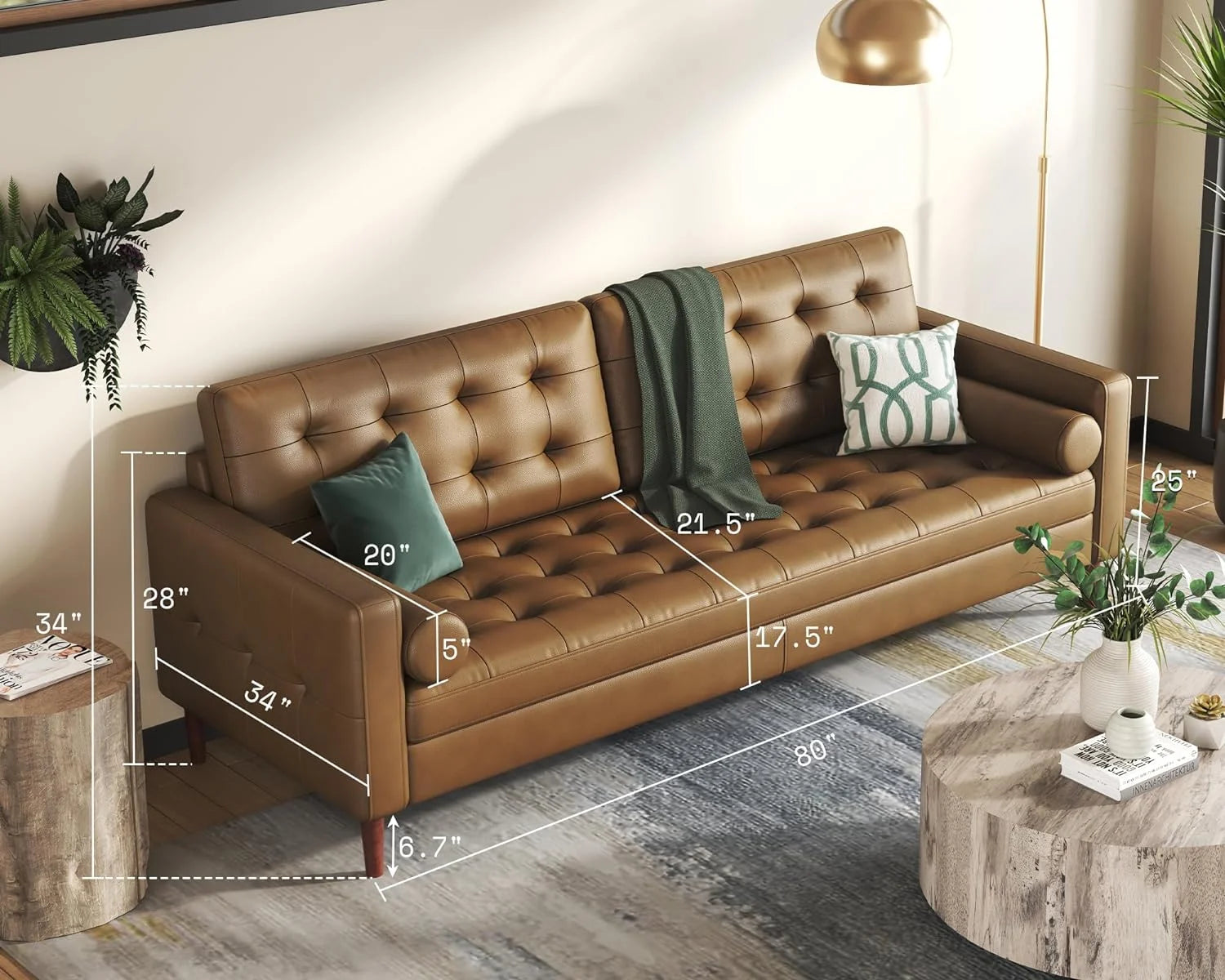 Brown Leather 2 Piece Set Sofa G620947