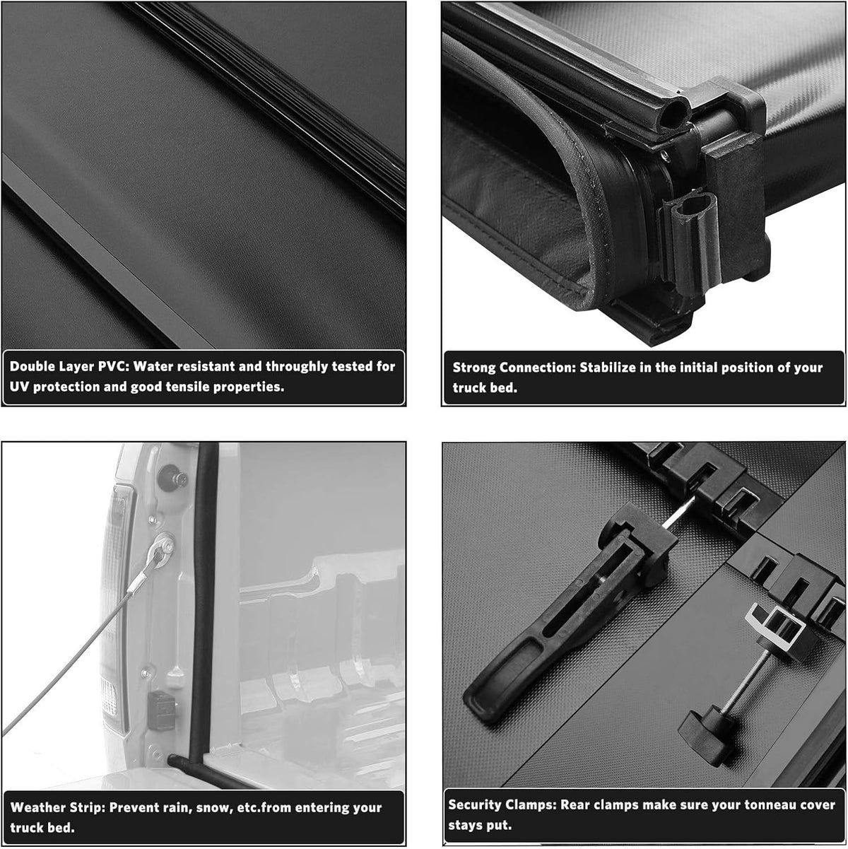 Soft Quad Fold Truck Bed Tonneau Cover for 5.6 Ft Bed E965126