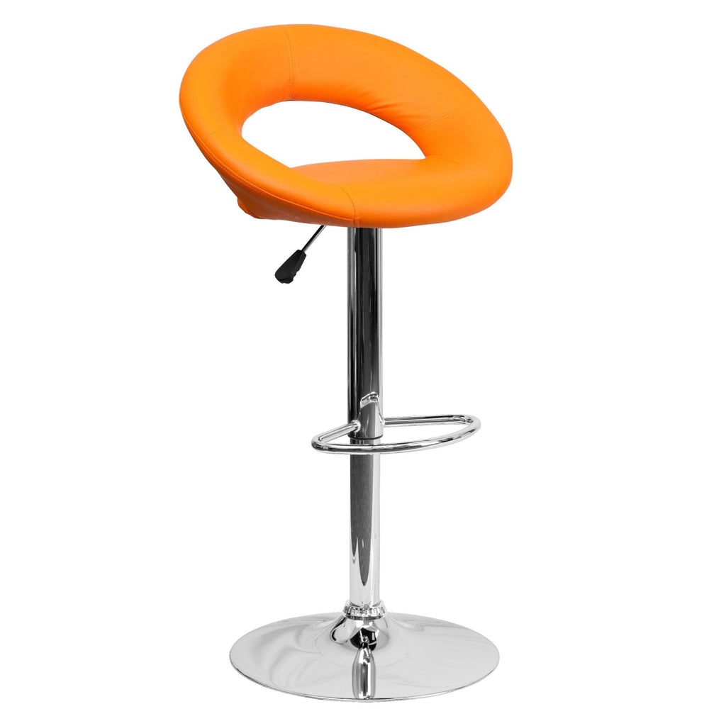 White Vinyl Adjustable Height Barstool with Chrome Base B2170