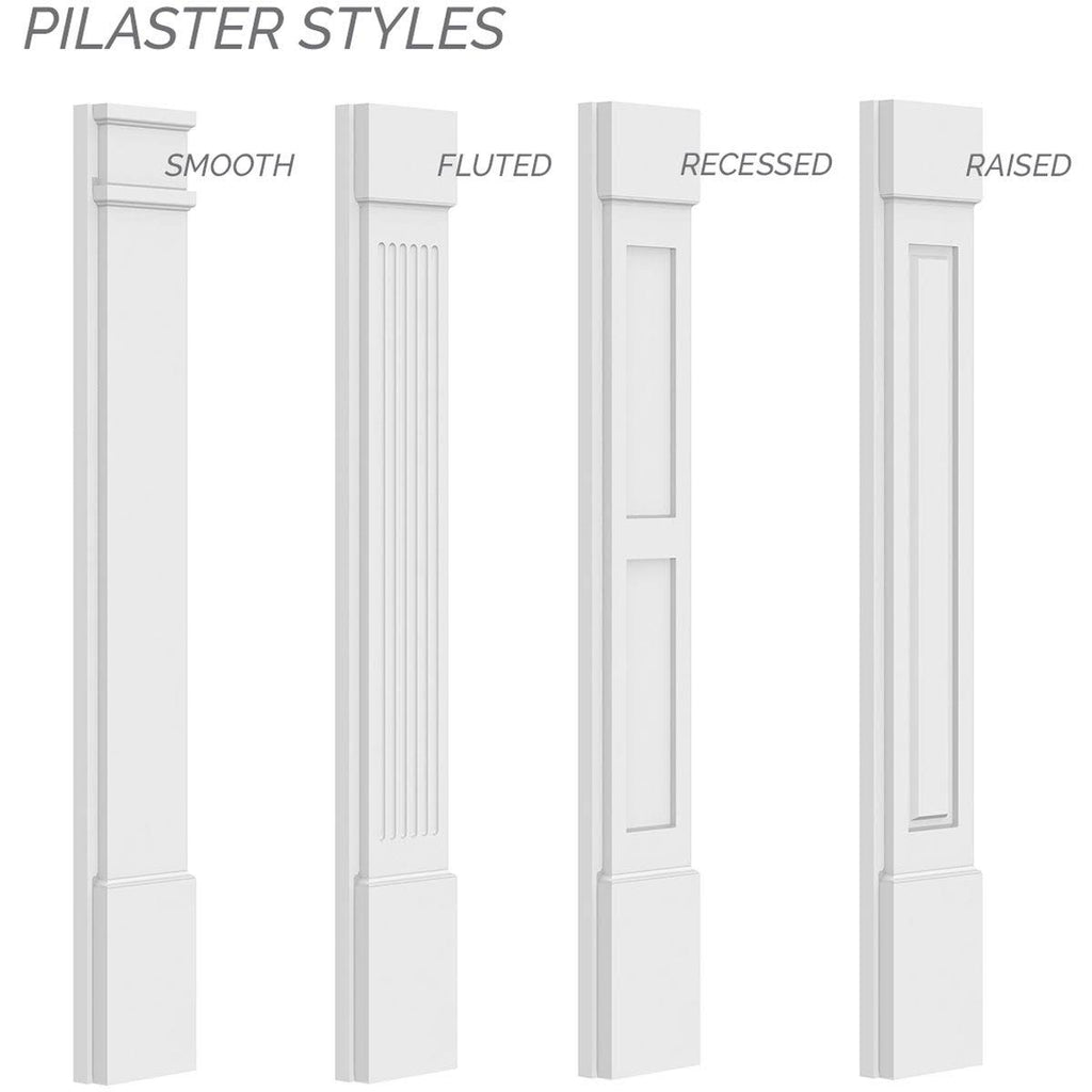 4x22W x 102x22H x 2x22P Two Equal Flat Panel PVC Pilaster with Standard Capital & Base (Pair) Y809239