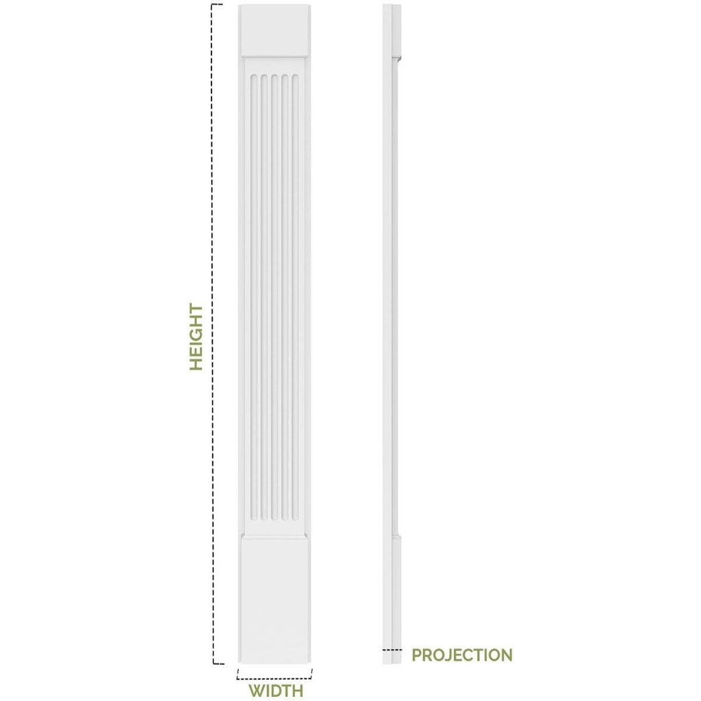 4x22W x 102x22H x 2x22P Two Equal Flat Panel PVC Pilaster with Standard Capital & Base (Pair) Y809239