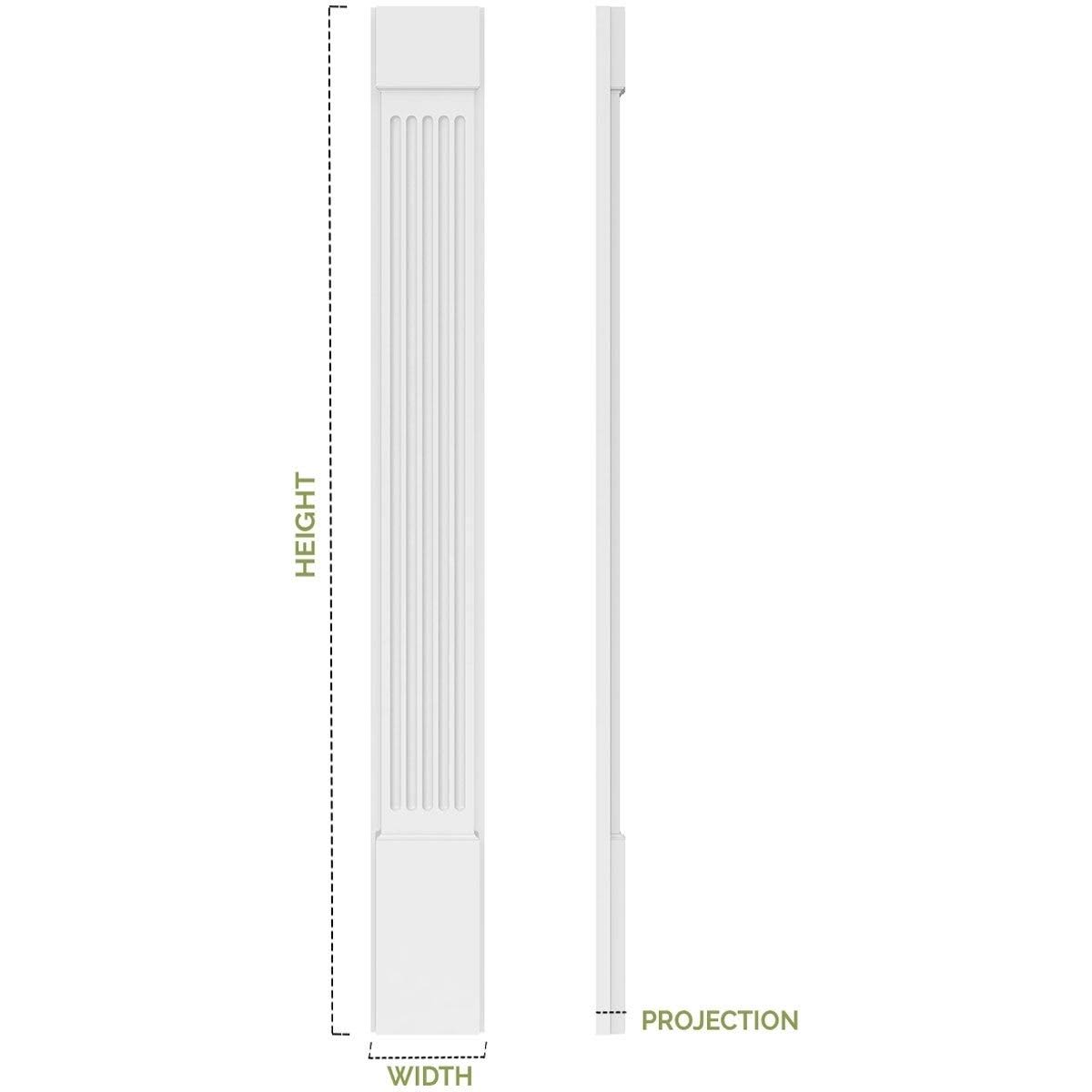4x22W x 102x22H x 2x22P Two Equal Flat Panel PVC Pilaster with Standard Capital & Base (Pair) Y809239