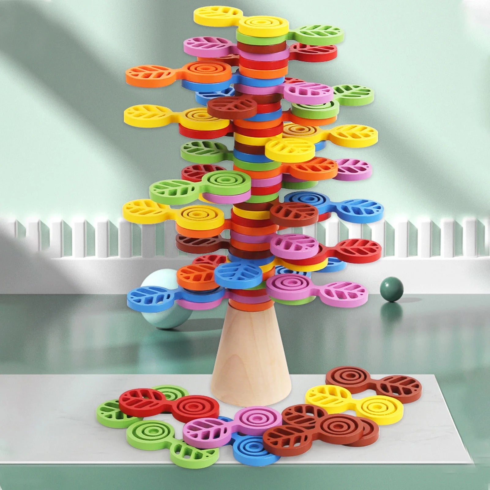 Stacking Colorful Tree Wooden Balance Game Building Block Toy A870997