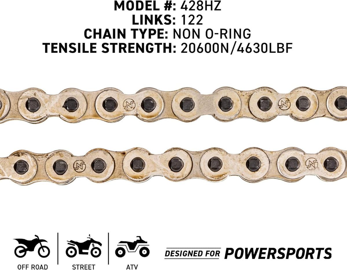 Drive Sprocket Chain Combo Front 14 Rear 47 Tooth 428HZ Standard 122 Links Pack of 2 A459