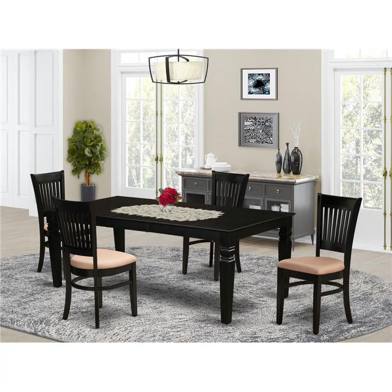 5-piece Wood Dining Set in Black X3612