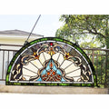Multicolor Half-Circle Glass Window Panel B862198