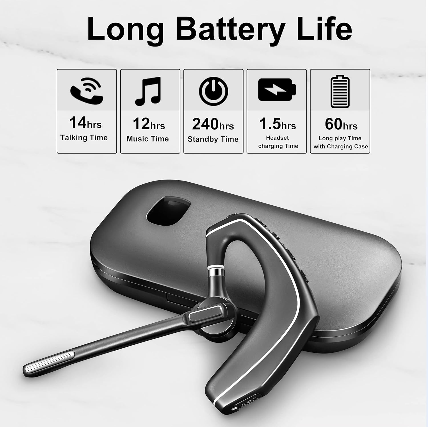 Wireless Bluetooth Headset with Charging Case, Noise Canceling Mic, Pack of 2 C546