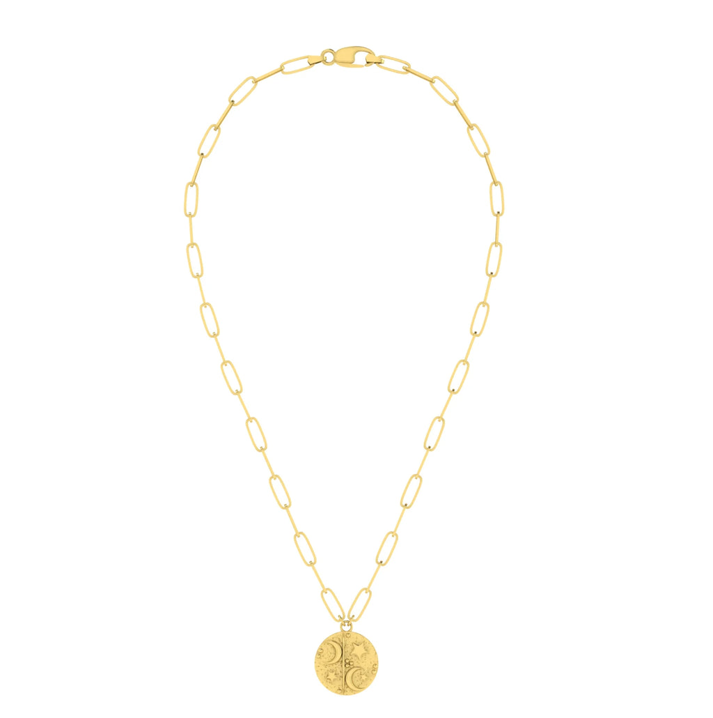 10K Yellow Gold Paperclip Chain Pendant Necklace R3843