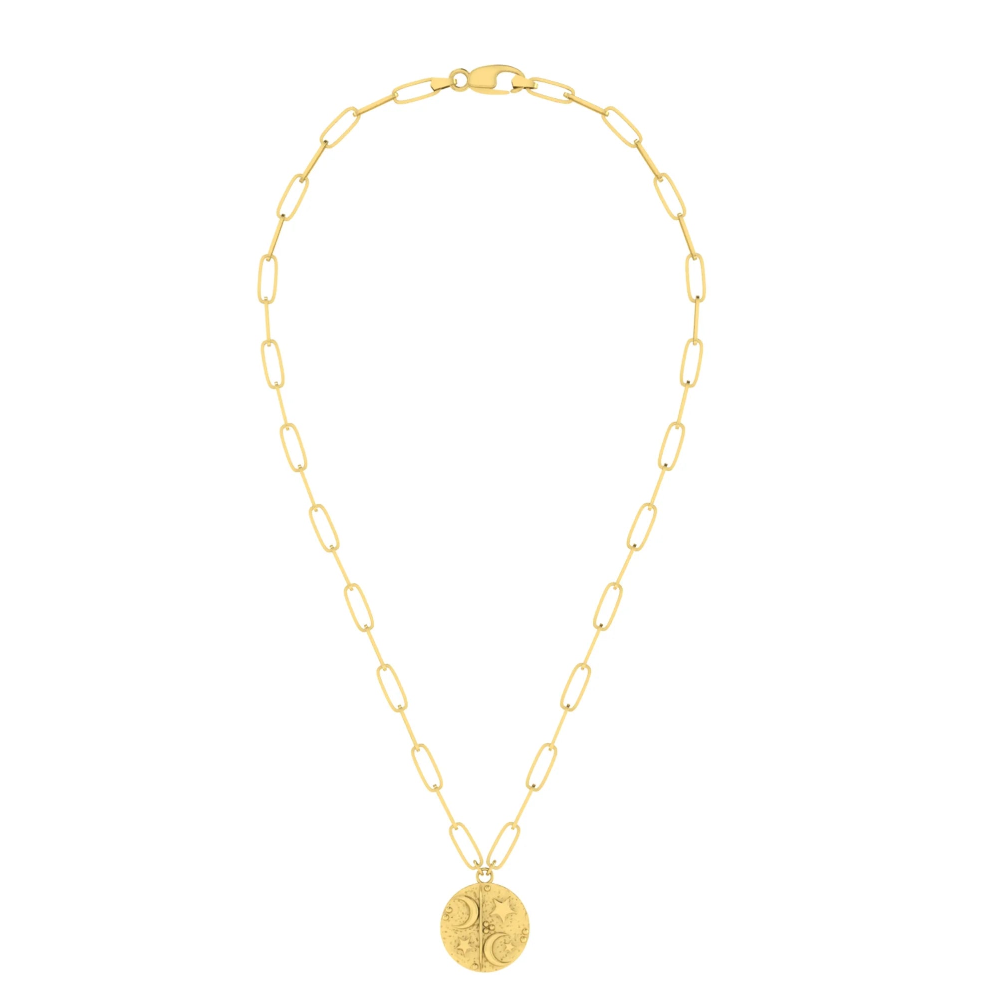 10K Yellow Gold Paperclip Chain Pendant Necklace R3843