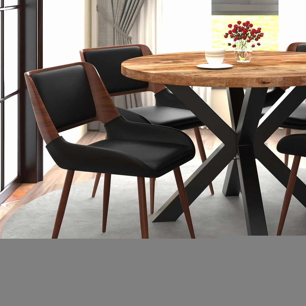 Faux Leather and Wood Side Chair W7370