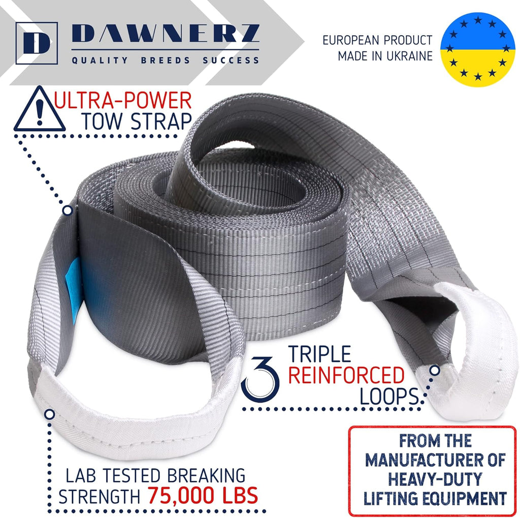 Tow Strap Heavy Duty 75000 lbs 30ft Towing Rope U80632