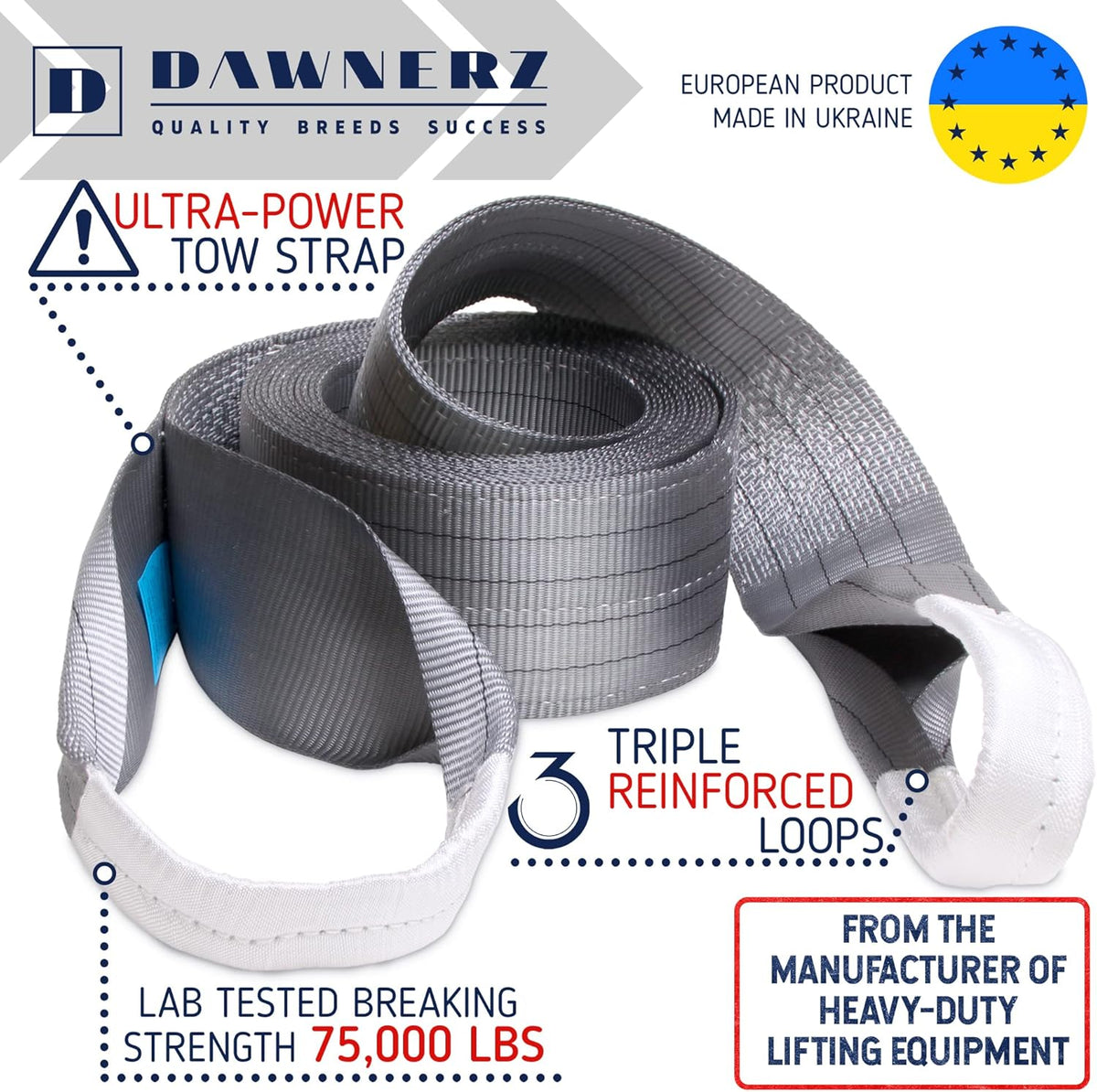 Tow Strap Heavy Duty 75000 lbs 30ft Towing Rope U80632