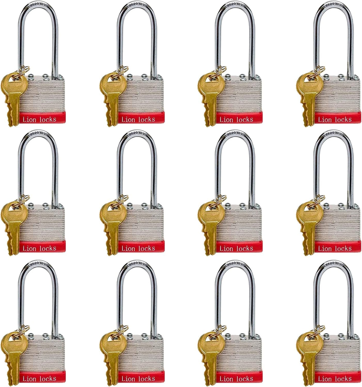 48 Keyed-Alike Padlocks, 2” Long Shackle, Hardened Steel Case, Brass Pin Cylinder V12802
