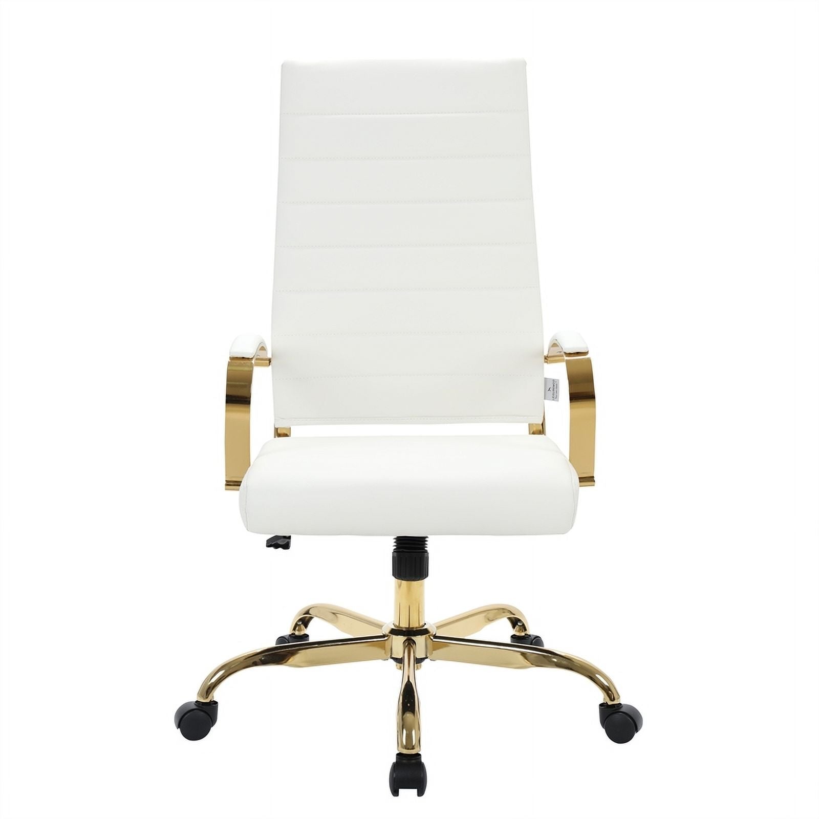 Modern Faux Leather High-Back Office Chair in White/Gold H27718