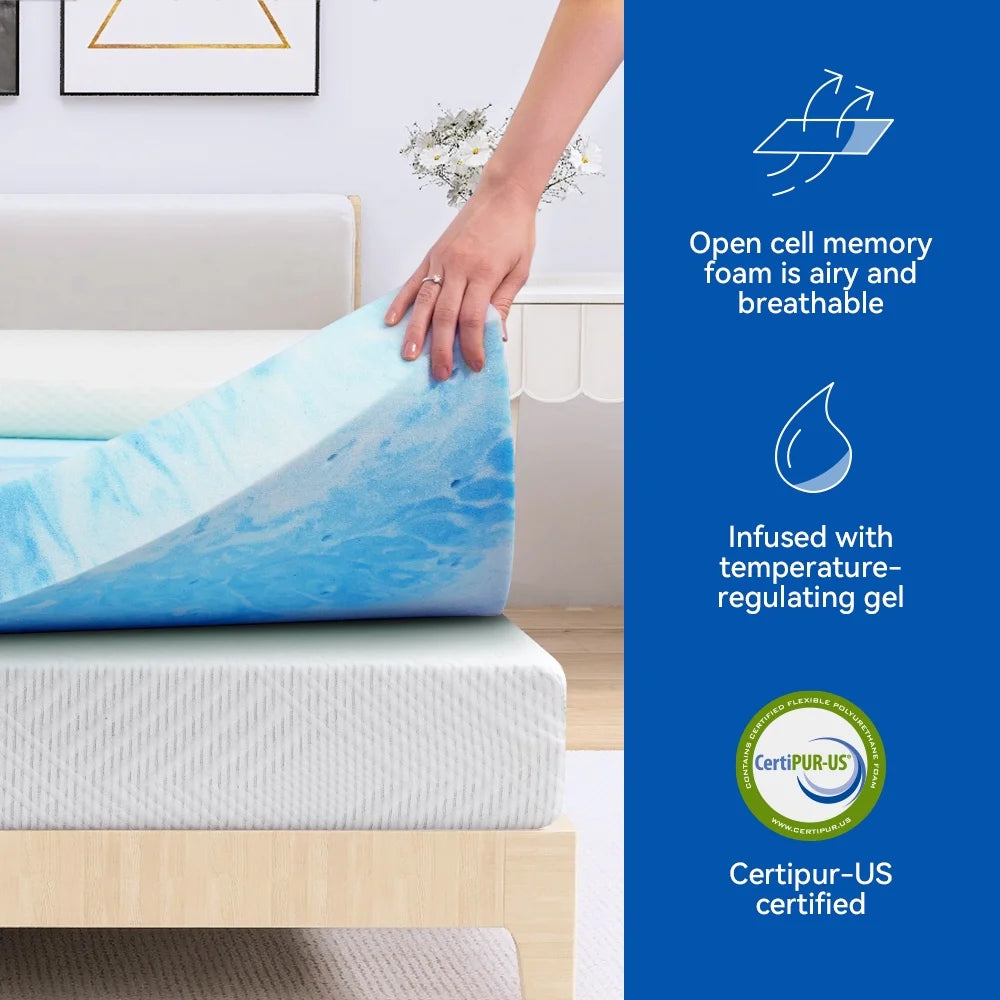 2 Inch Cooling Gel Memory Foam Mattress Topper W97437