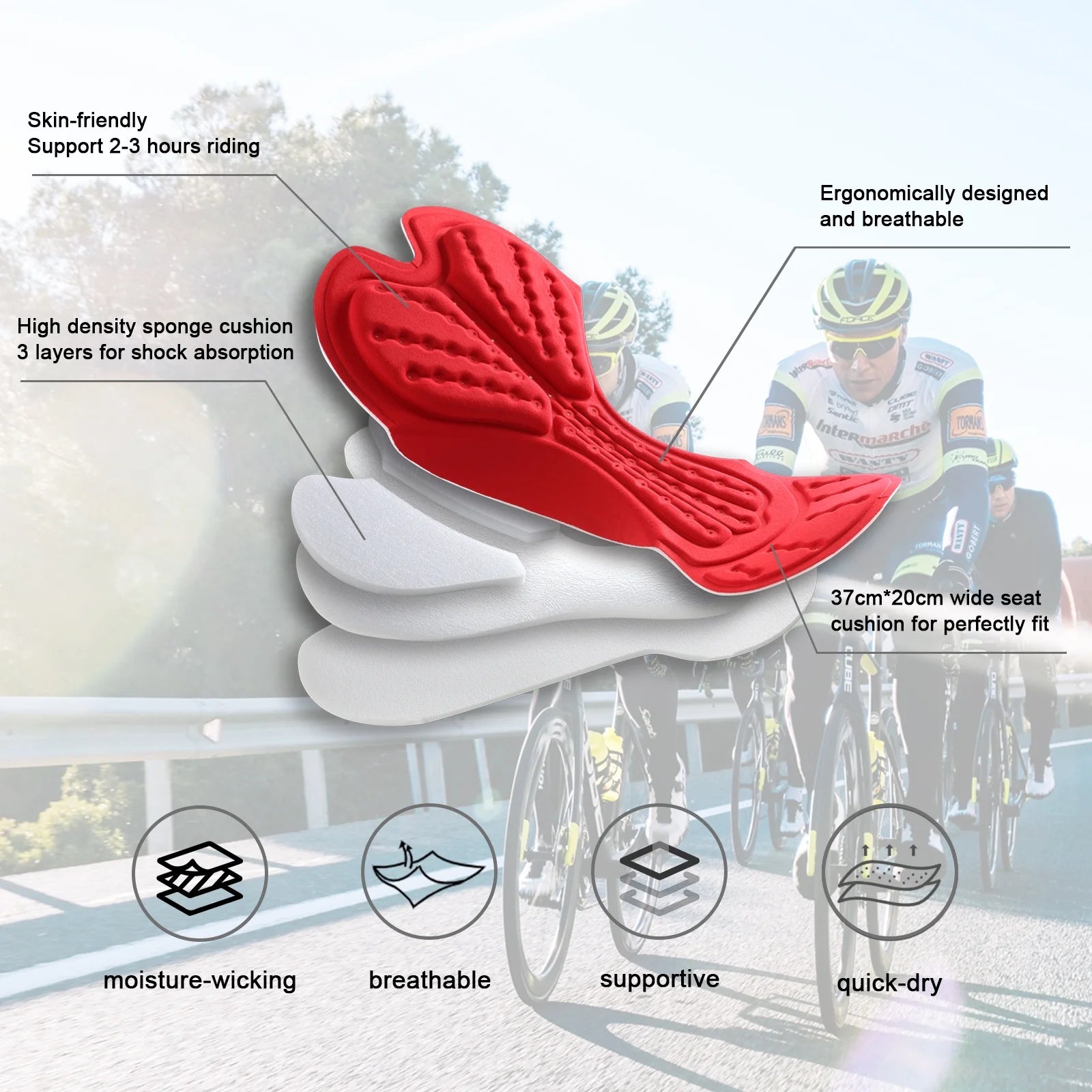 Red 2XL Padded Cycling Shorts I78909