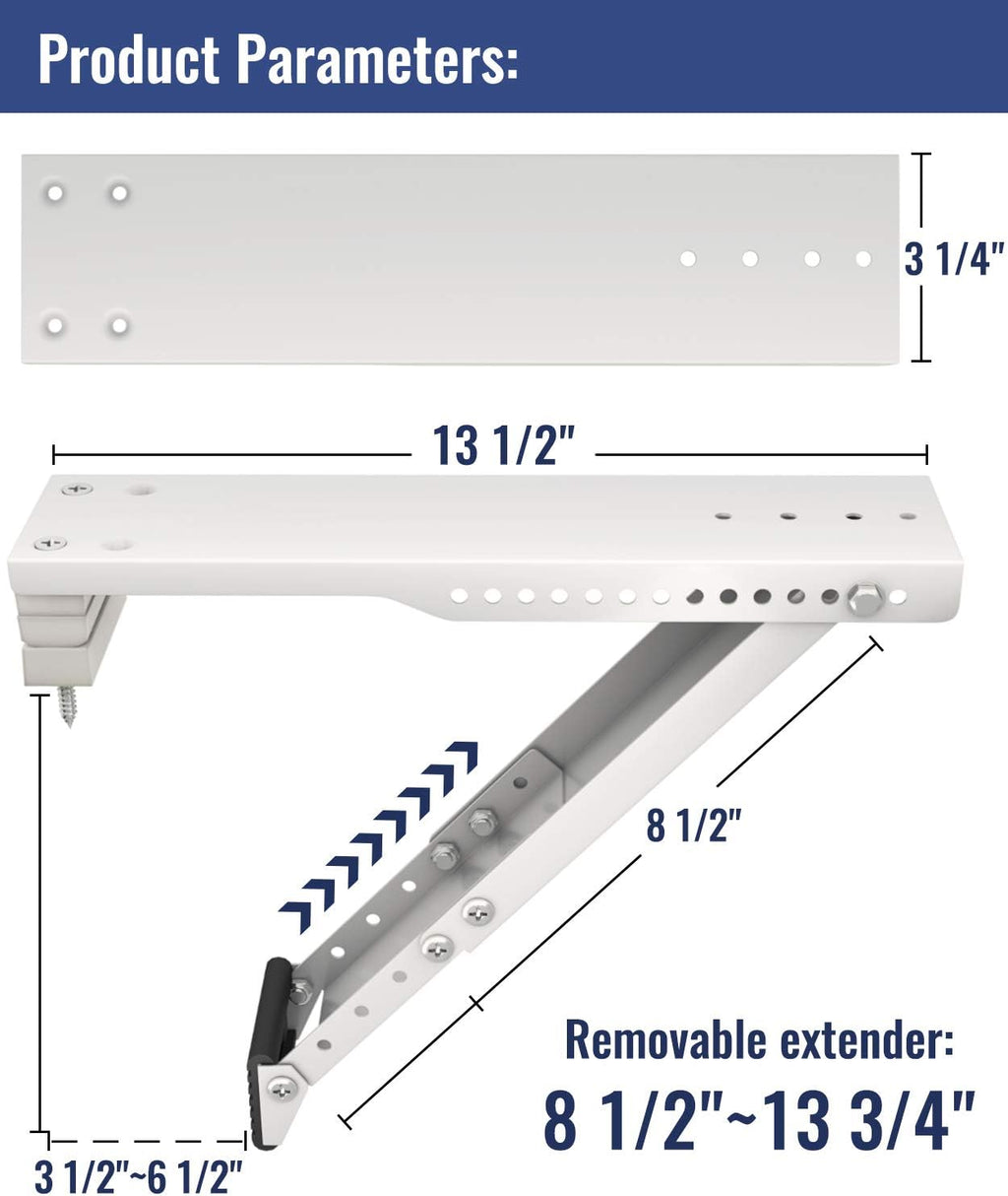 Window Air Conditioner Support Bracket, Universal for 5,000-12,000 BTU AC Units, Up to 85lbs, Adjustable Extender Leg, 2-Pack H77040
