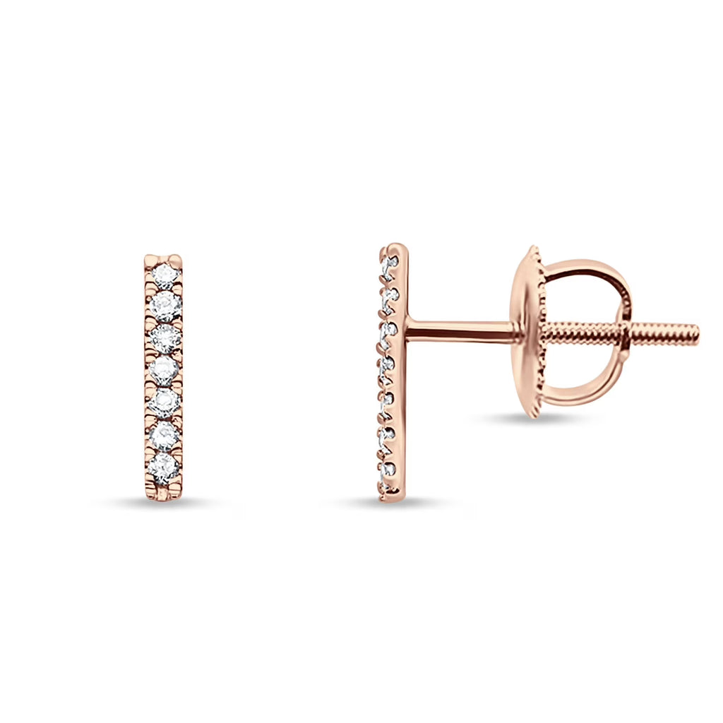 14K Rose Gold Diamond Stud Earrings With Screw Back Closure L858825