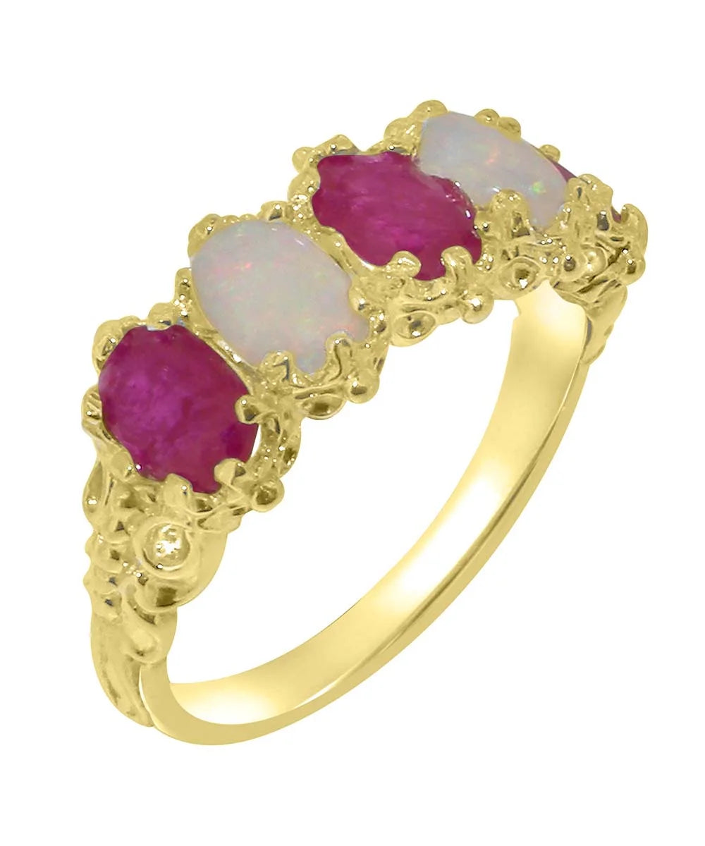 10k Yellow Gold Ruby Opal Eternity Ring E12269
