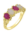 10k Yellow Gold Ruby Opal Eternity Ring E12269