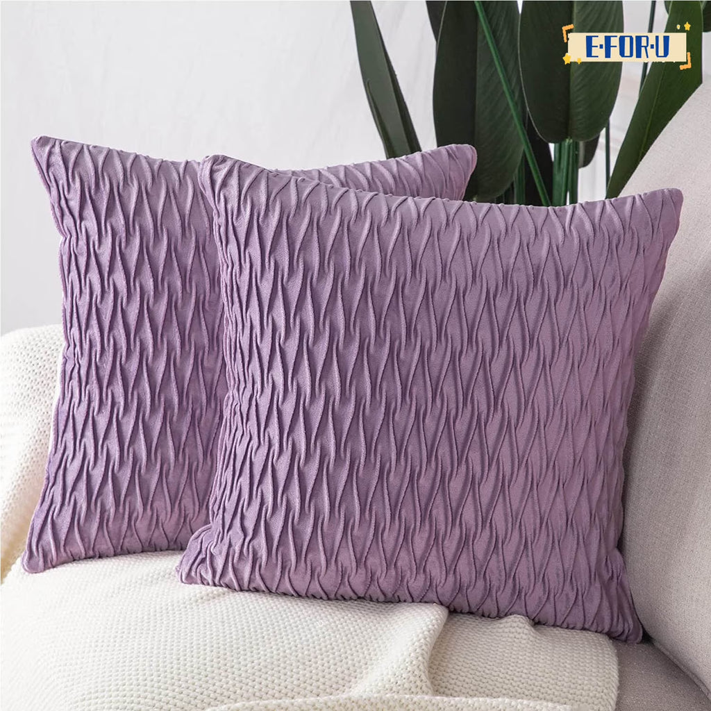 Set of 2 Velvet Decorative Throw Pillow Covers 20x20 inch Square Cushion Case H1632