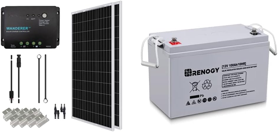 200 Watt 12 Volt Monocrystalline Solar Panel Starter Kit with 20A Rover MPPT Charge Controller L130194