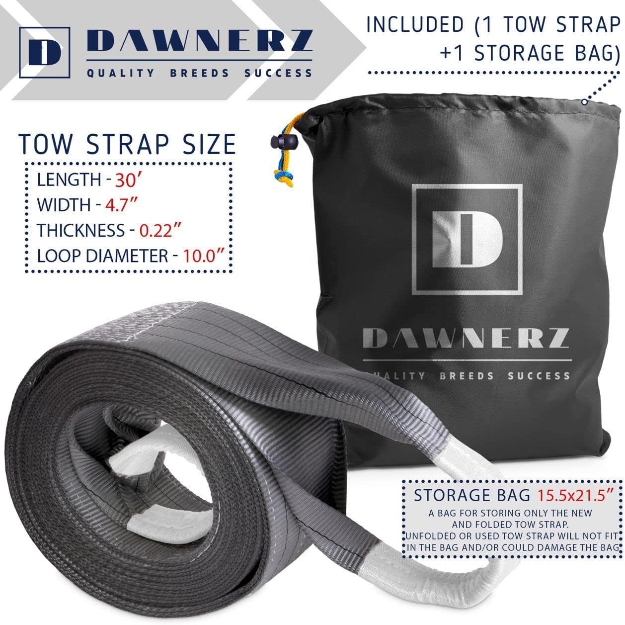 Tow Strap Heavy Duty 75000 lbs 30ft Towing Rope U80632