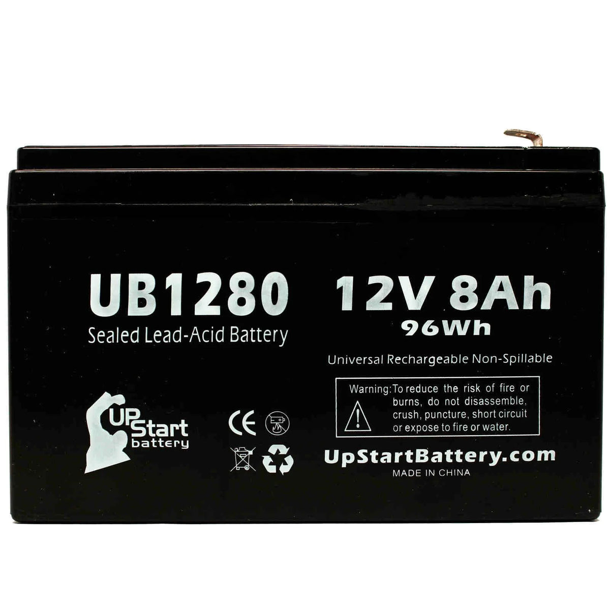 5x Pack Replacement Sealed Lead Acid Battery (12V, 8Ah, 8000mAh, F1 Terminal, AGM, SLA) with 10 F1 to F2 Terminal Adapters P54520