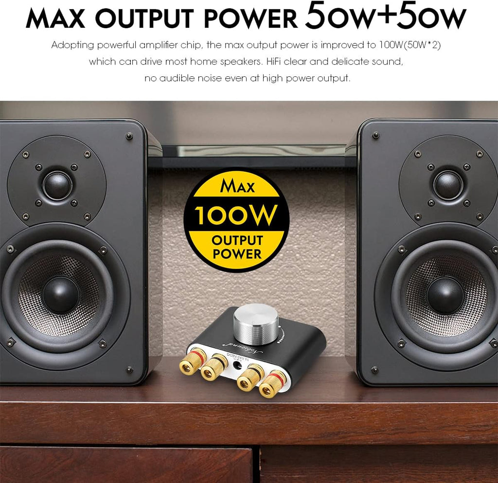 Black Bluetooth 5.0 Power Amplifier, 50W×2, Pack of 2 J2564