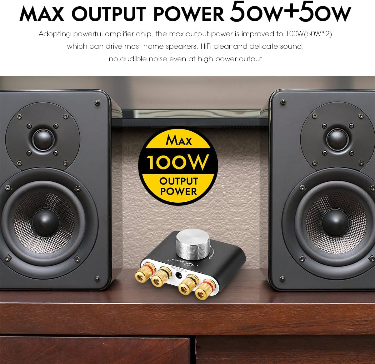 Black Bluetooth 5.0 Power Amplifier, 50W×2, Pack of 2 J2564