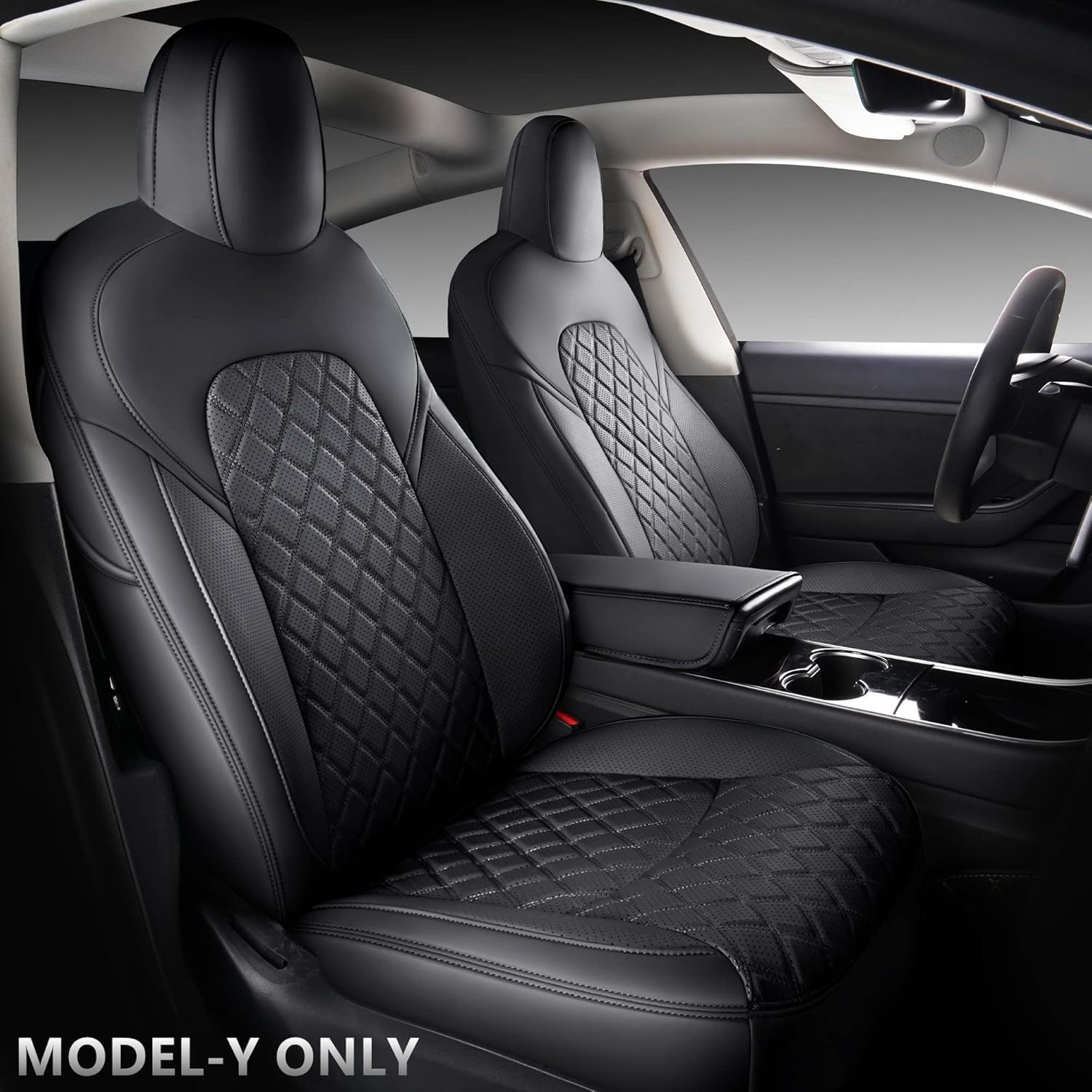 Faux Leather Custom Car Seat Covers Full Set for Tesla Model Y H25551