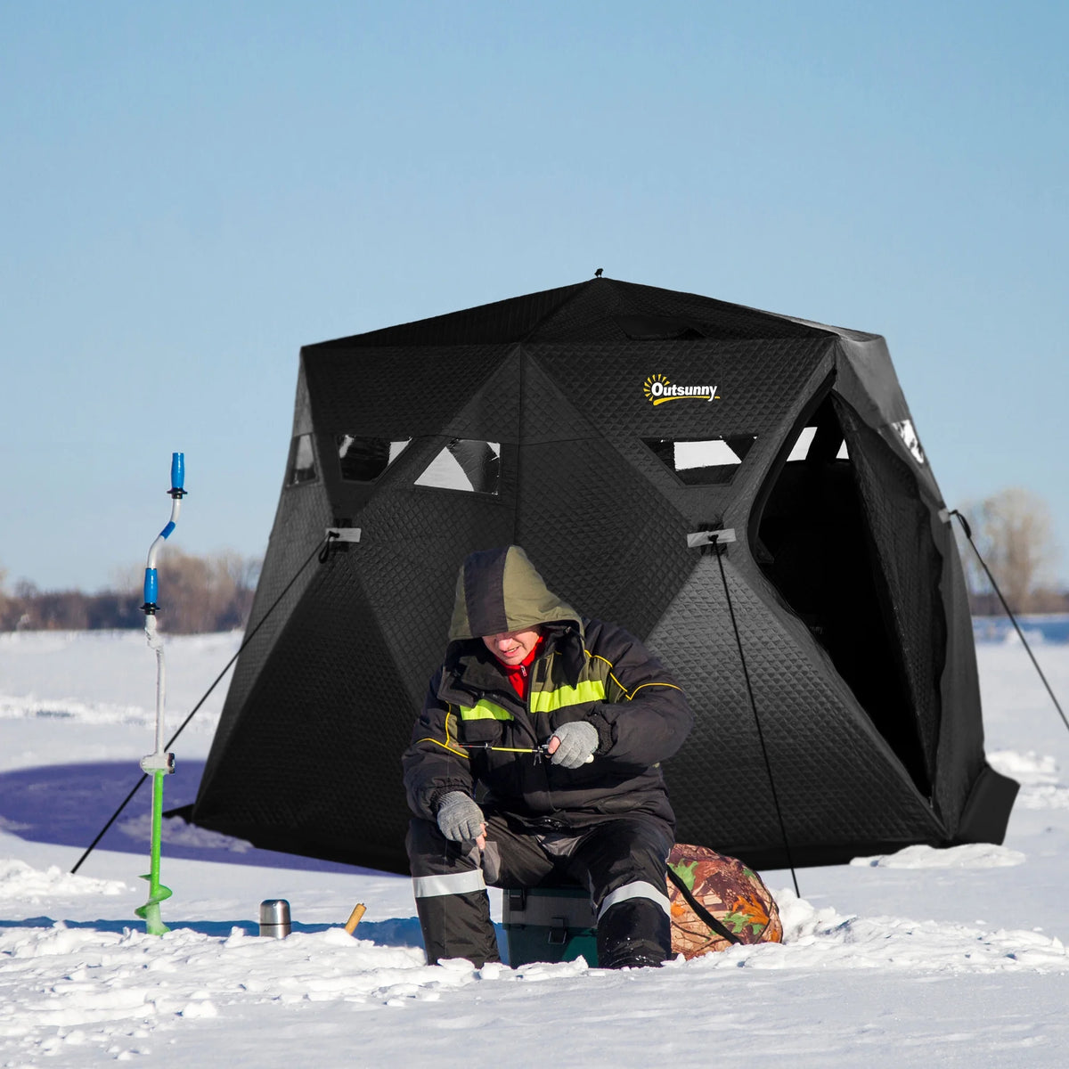Black Insulated Pop Up Ice Fishing Tent X42503
