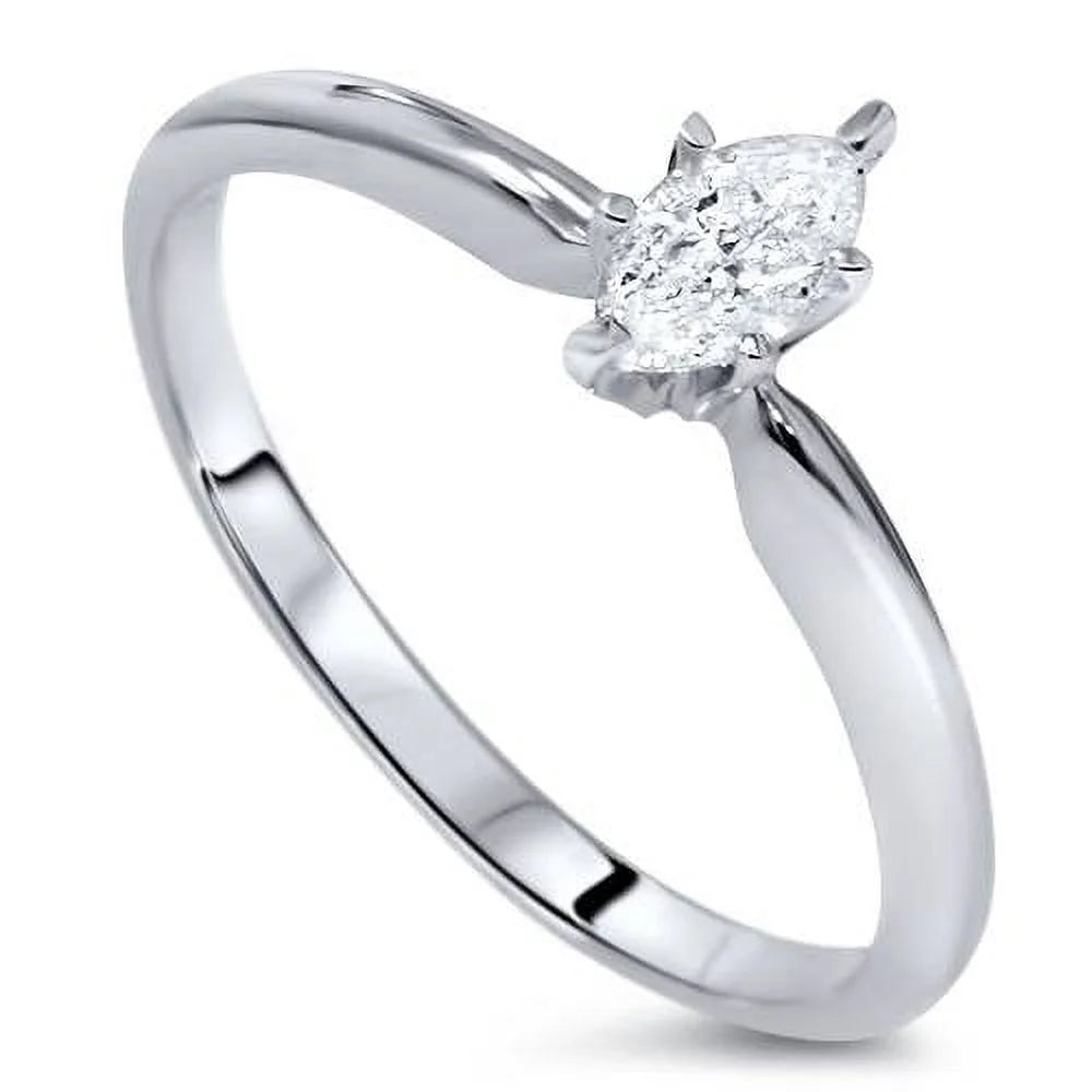 1/4ct Solitaire Marquise Diamond Engagement Ring 14K White Gold X32082